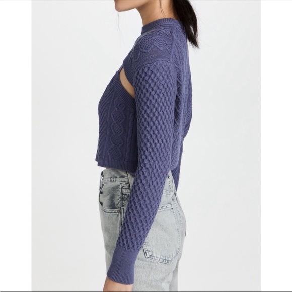 Shopbop Sokie Collective Tank Sweater Long Sleeve Purplish Blue Large NWT - Picture 7 of 13